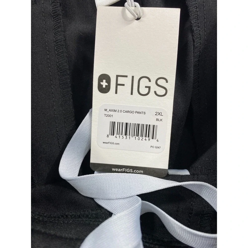 FIGS Axim Technical Collection Scrub Pants Mens XXL Black Cargo Stretch Medical